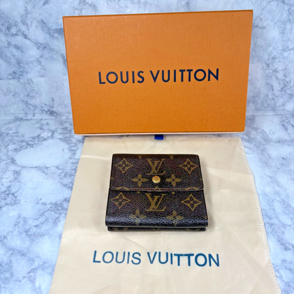 Louis Vuitton Monogram LV Tri-Fold Elise Wallet – Unisex-Snap Button-Coin-COA